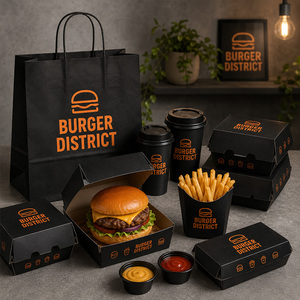 Caja de Embalaje de Alimentos Personalizada, Papel Kraft de Grado Alimenticio para Comida Rápida para Llevar, Restaurante, <span class=keywords><strong>Hamburguesas</strong></span>, Pollo, Papas Fritas, Entrega a Domicilio - Product Image 4