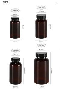 Botella Farmacéutica de Cápsulas de 250 ml, Color Ámbar Marrón Oscuro, con Personalización de Color y Tapa - Product Image 2