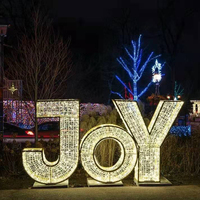 Große Outdoor-Weihnachts-JOY-Buchstaben 3D-Motiv Santa-Lichter mit Halloween- & Hochzeitsthemen aus PVC-Material für Landschaftsdekoration
