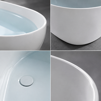 Baignoire autoportante en acrylique Ningjie - Design moderne, robinet inclus, garantie de 3 ans, vidange centrale
