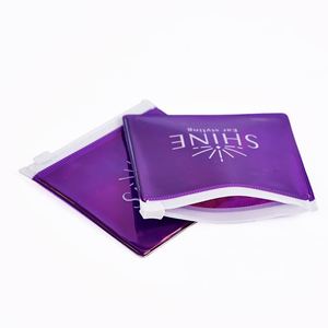 Sac à fermeture éclair en PVC transparent personnalisé, petit, coloré, pour emballage de bijoux, cosmétiques, bagues, pochette à fermeture éclair transparente violette - Product Image 4