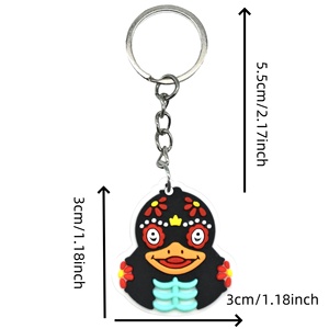 Mới đến dễ thương Vịt 2D PVC móc khóa tùy chỉnh kim loại hợp kim phim hoạt hình cao su Móc khóa tự vệ Keyring cho xe móc khóa - Product Image 2