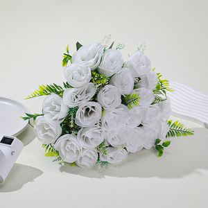 24 teste di rose rose artificiali decorano <span class=keywords><strong>la</strong></span> scena della festa di nozze con fiori artificiali - Product Image 4