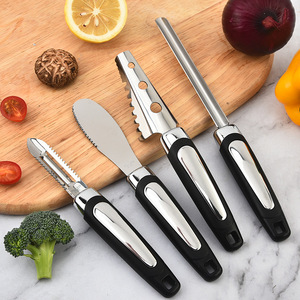 Ensemble d'outils de cuisine en acier inoxydable 5 pièces, éplucheur multifonctionnel, cuillère, écaleur, presse-ail, outils de cuisine - Product Image 1