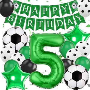 Globo Verde Número 5 <span class=keywords><strong>de</strong></span> 40 Pulgadas, Pancarta <span class=keywords><strong>de</strong></span> Feliz Cumpleaños, Globos <span class=keywords><strong>de</strong></span> Fútbol <span class=keywords><strong>para</strong></span> Decoración <span class=keywords><strong>de</strong></span> Fiesta Temática <span class=keywords><strong>de</strong></span> Fútbol Número 5 - Product Image 1