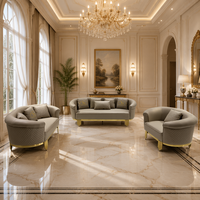 Ensemble de canapés de luxe haut de gamme en cuir diamanté, comprenant un canapé 6 places, un causeuse et un fauteuil barillet, idéal pour appartement, hôtel, salon