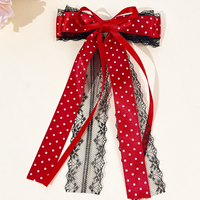 SASAacc Nouvelle épingle à cheveux coréenne à pois en dentelle avec nœud, un accessoire de coiffure doux et jeune au design ludique avec un nœud papillon.