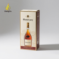 Boîte cadeau de luxe personnalisée pour brandy et vin, emballage haut de gamme en carton rigide pour spiritueux avec logo estampé or, étui de luxe pour bouteille de spiritueux