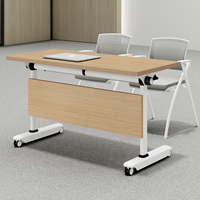 Conjunto de Mesa de Conferencia Modular de Acero Inoxidable, Plegable, Móvil, con Separador, Forma Oblonga, Diseño Moderno, Fácil de Transportar