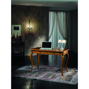 Tavolo per Computer in metallo a 2 cassetti pieghevole da ufficio con piano in Parquet e giunti per uso domestico - Product Image 1