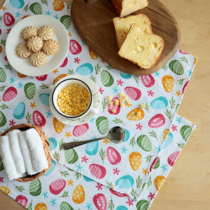 Serviette de cuisine rectangulaire en pur coton imprimée pour Pâques, 40x60cm 45x65cm, avec motif d'œuf pour la décoration de la maison - Product Image 2