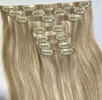 Extensions de cheveux à clips populaires, sans couture, double épaisseur, couleur blonde claire, 100 % naturelles, cheveux humains bruts