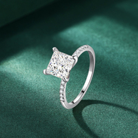 Bague en moissanite taille carrée, certification GRA, bague en argent 925 avec moissanite, bague de fiançailles en diamant pour femme, cadeau de mariage