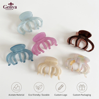 Pince à cheveux Genya élégante et personnalisée en acétate, motif citrouille colorée, pour femme, pince crabe, pince à cheveux pour l'arrière de la tête