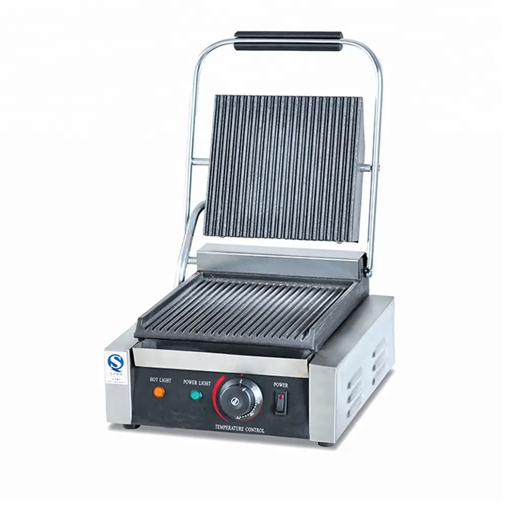 Electric Contact Grill Hot BBQ Plate With All Grooved Double Plate Panini Grill