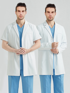 Bata Blanca Unisex Antiestática de Manga Larga con 3 Bolsillos, Abertura Trasera y Botones Frontales para Laboratorio, Clínica, Hospital, Centro de Estética - Product Image 3