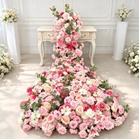 Chemin de table cascade en roses artificielles en soie, centre de table drapé avec fleurs tombantes pour mariages et événements - Décoration durable de haute qualité