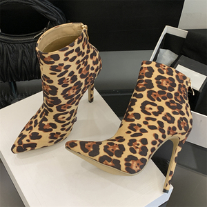 European American Women's High Quality Leopard Print Short <b>Boots</b> Comfortable Outdoor Summer Fashion Sexy High Heels Platform - Product Image 3
