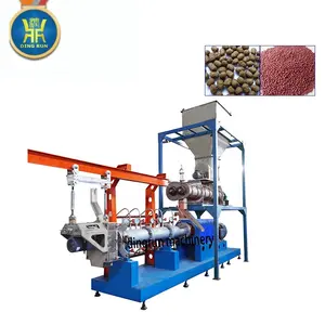 floating fish feed pellet dry type extruder fish feed manufacturing extruder line has a double screw machine