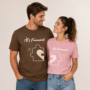 Freemind <b>Cute</b> Couple Matching <b>T</b>-<b>Shirts</b> Puzzle Design Cotton Casual Soft Short Sleeve Crew Neck Regular Fit Unisex All Seasons - Product Image 1