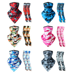 Summer Outdoor Ice Silk Triangular Scarf Sun Protection Sleeve Set Quick Dry Fingerless Extended Sleeve Women Adult - Product Image 5