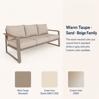 Ensemble de canapés de patio en aluminium taupe chaud 3 places + 2 fauteuils + table basse pour villa familiale et terrasse