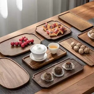 Solid Walnut Wood Tray Rectangle Decorative Home Tableware Dry Brewing Japanese <b>Teacup</b> Serving Dish - Product Image 2