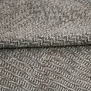 New Arrivals Hot Design High Quality Free Sample Striped Herringbone Beige Style 98 Wool Tweed Fabric For Suit Coat Dress