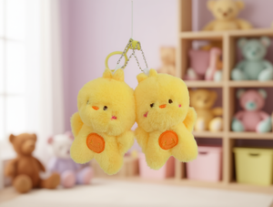 Porte-clés en peluche canard jaune mignon, jouet animal de dessin animé doux de 10 cm pour enfants et cadeaux - Product Image 2