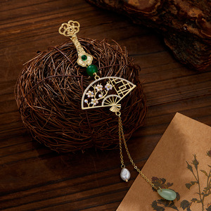 Chinese Style Plum Blossom Fan Brooch With Tassel Pendant Women's Hanfu Decoration Wedding Accessory - Product Image 1