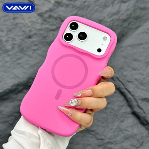 Funda Magnética de Silicona para Teléfono VAWI V-S06, Diseño Original, Lujosa y Moderna, Color Sólido Ondulado, para iPhone 16 17 Pro Max - Product Image 1