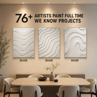 Art mural 3D minimaliste en PVC multicouche, motif vague monochrome blanc, cadre argenté, pour salle à manger d'hôtel, triptyque, mur d'accentuation, personnalisable en gros