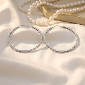 Pendientes de Aro de Plata 925 con Corte Princesa para Mujer, Estilo Religioso, Uso Diario, Chapados en Rodio, Joyería Huggie de Oro de 14K - Product Image 2