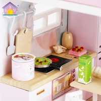 Hongda rose maison de poupée M915 premier amour en bois maison de poupée Miniature bricolage 3D à la main maison de poupée Kit pour les filles