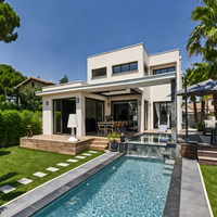 Villa Prefabbricata Moderna in Acciaio, Dimensioni Personalizzabili, Struttura in Acciaio Leggero, Casa Prefabbricata Resistente al Vento 121mph, Villa di Lusso