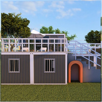Casa Modular Prefabricada de Dos Pisos con Gran Terraza en el Techo para Complejos Turísticos