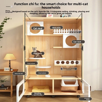 Dongma Cage à chat moderne en bois pour l'été, meuble de chat d'intérieur, espace de circulation libre, structure d'escalade intégrée, maison de chat, villa pour chat
