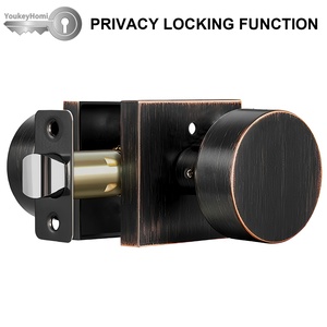 YoukeyHomi vente chaude entrée d'entrée toutes fonctions à clé Passage de confidentialité factice bouton de porte carré poignée serrure Bronze huilé - Product Image 3