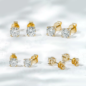Pendientes Clásicos de Diamantes de Laboratorio para Mujer Starsgem, 0.5ct Cada Uno, Certificados por IGI, Joyería de Oro Amarillo de 10K para Aniversario - Product Image 1