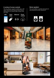 Pantalla Digital LCD Portátil de 55 Pulgadas para Interiores, 1G+8G, Android, Señalización Digital, APP, Control por Nube USB, Base con Ruedas, 1080p, NFC - Product Image 3