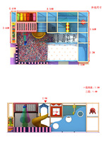Structure de jeu d'intérieur avec toboggan en spirale et en forme de beignet, piscine à balles océaniques, obstacles et jeux interactifs
