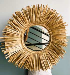 Handmade Water Hyacinth <b>Wall</b> Mirror Sunburst Decorative Woven Mirror for <b>Boho</b> Home Decor Art <b>Wall</b> <b>Hanging</b> for Living Room - Product Image 5