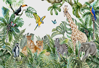 Papier peint en toile imperméable pour enfants, motif botanique, aquarelle 3D, tropical, pour chambre d'enfant, décoration de chambre d'enfant - Utilisation domestique