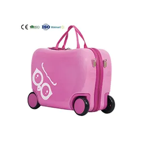 High quality hard shell multi colors 16 inch ABS cute animal pattern kids ride on suitcase carry on trolley luggage