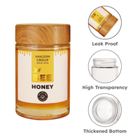 Bocaux en verre pour miel de 180 ml, 360 ml, 750 ml avec couvercle métallique torsadé, distributeur hermétique à large ouverture pour sirop, qualité alimentaire sans BPA, pour la maison