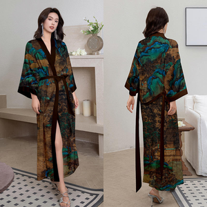 <span class=keywords><strong>Pigiama</strong></span> in Raso Stampato da Donna 50-90KG, Estivo, Taglie Forti, Lusso <span class=keywords><strong>Leggero</strong></span>, Manica a Sette Ottavi, Camicia da Notte Lunga Fresca, Abbigliamento per la Casa WP2669 - Product Image 5