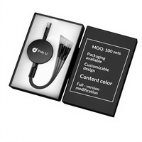 Kabel Pengisi Daya USB Type C Retraktil 3-in-1 Super Cepat Desain Kemasan Gratis TPE/PVC Hadiah Promosi Logo