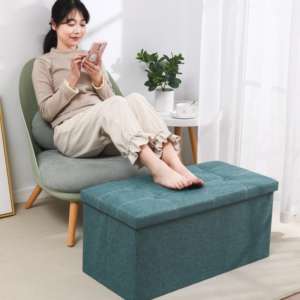 كرسي عثماني حديث قابل للطي 76*38*38 سم متعدد الاستخدامات للمنزل وغرفة المعيشة والأثاث ومدخل قماشي من الكتان للتخزين والورشة والمدرسة - Product Image 4