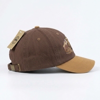 Gorra de Béisbol Unisex Vintage de Dos Tonos, de Sarga de Algodón, Estilo Dad Hat, de 6 Paneles, Sin Estructura, con Visera Curva y Bordado Gráfico Personalizado de Cabeza de Búho