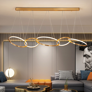 Moderna semplice soggiorno decorativi camera appeso oro di alluminio cerchio anelli di LED lampadari - Product Image 2
